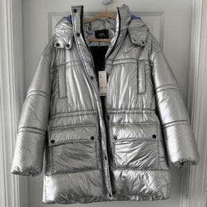 Urban Outfitters Silver Puffer Jacket - New with Tag